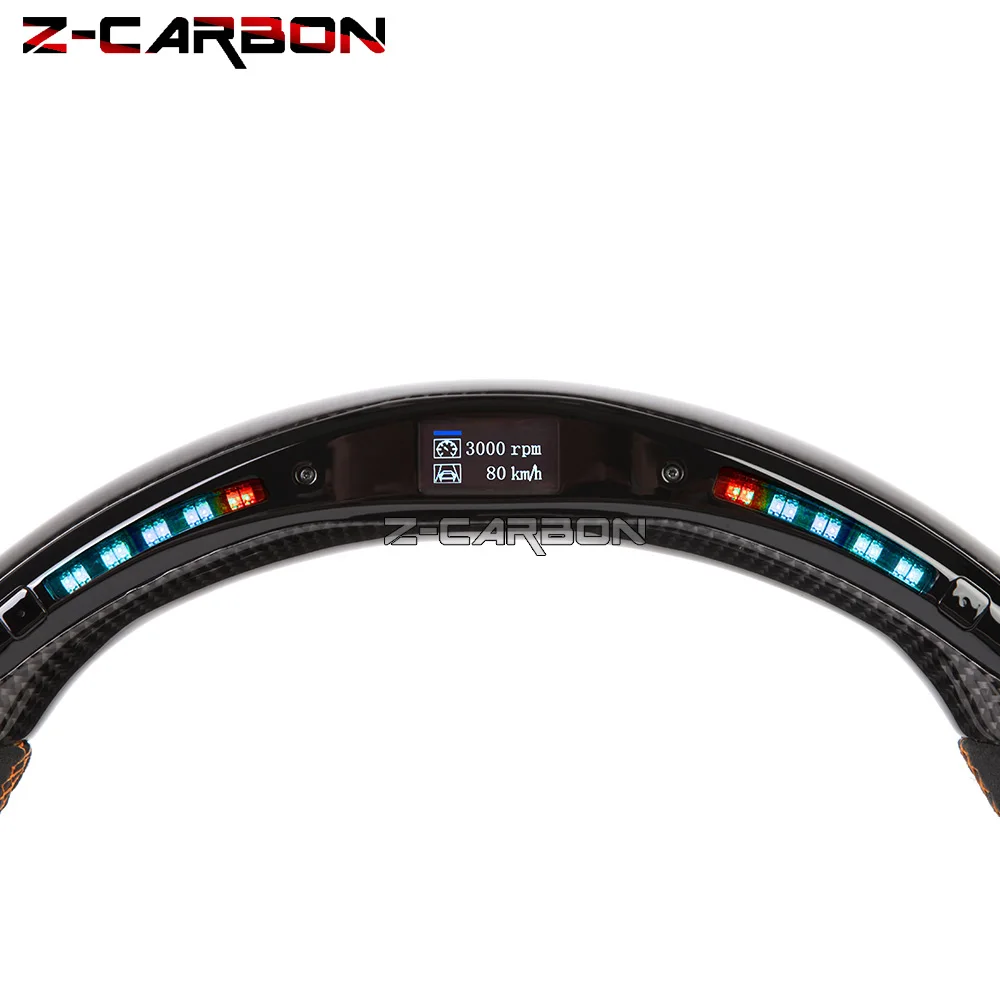 Carbon Fiber Steering Wheel Led Alcantara Leather For Chevrolet Camaro