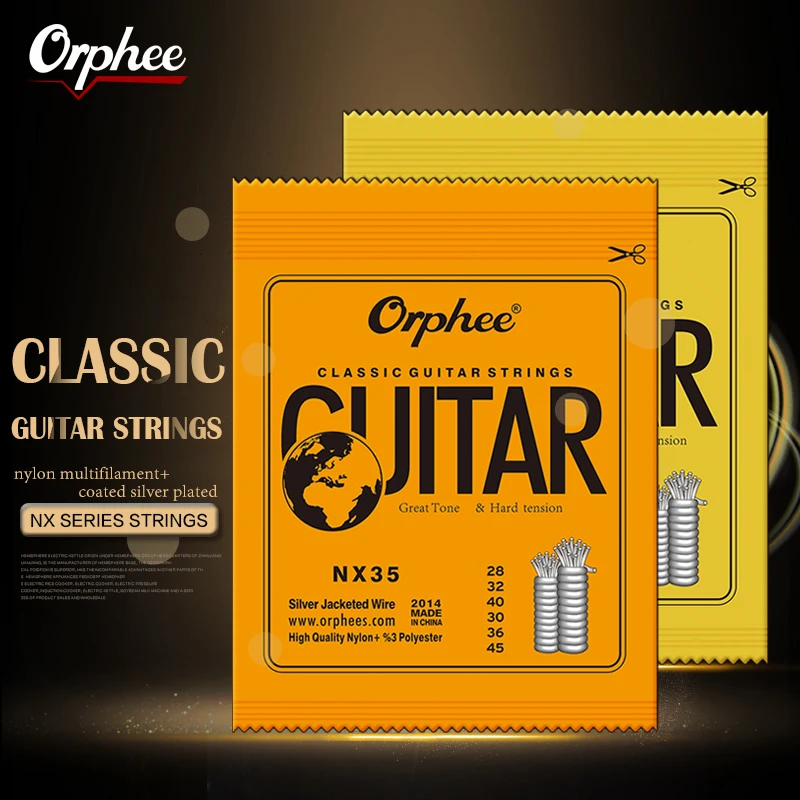 Orphee – cordes de guitare classique, 6 pièces/ensemble, fil plaqué argent, en Nylon, série NX pour accessoires de guitare acoustique classique