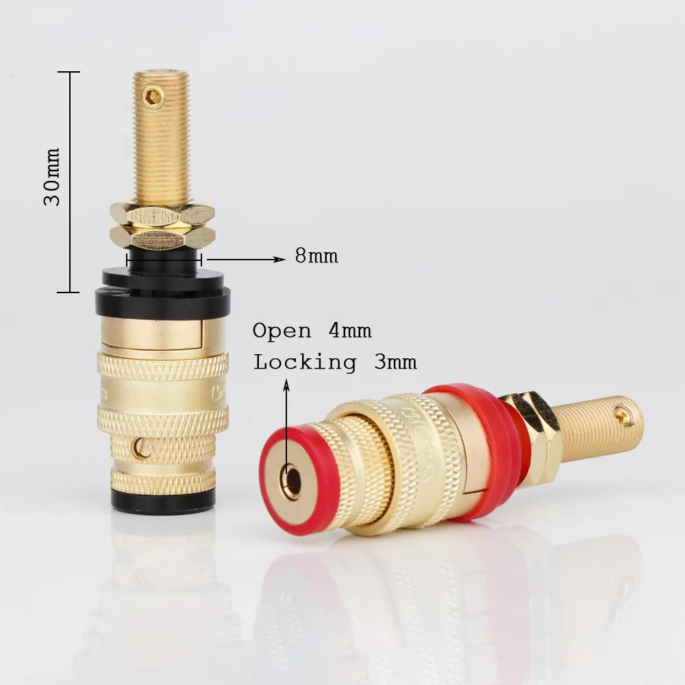 BP1128 CMC 878L-S  Brass with pure copper Gold plated plug Binding Post Speaker Plug for hifi amplifier speaker jack sockets