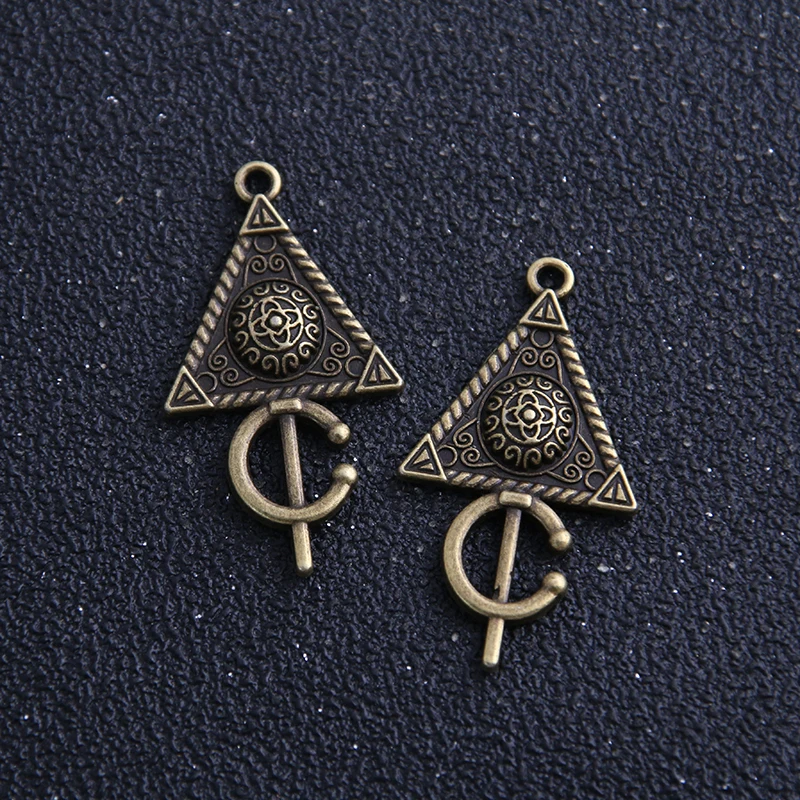 6PCS 2 Size Metal Alloy Two Color Geometry Triangle Charms Pendants for Jewelry Making DIY Handmade Craft