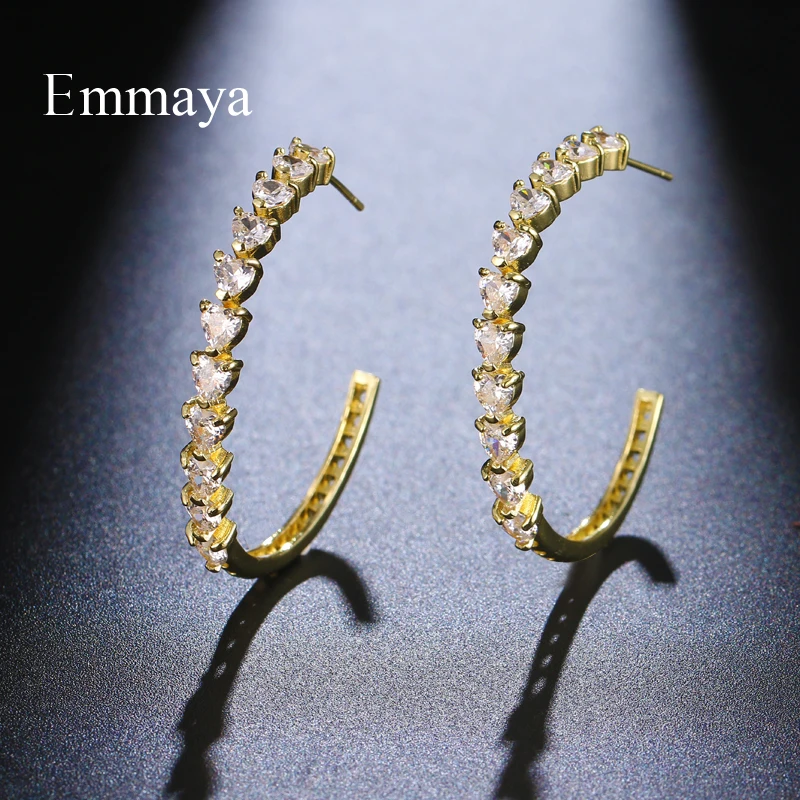 Emmaya New Arrival Noble Earring With Heart Shape Zirconia Four Color Choice For Women Ingenious Jewelry Party Ornament