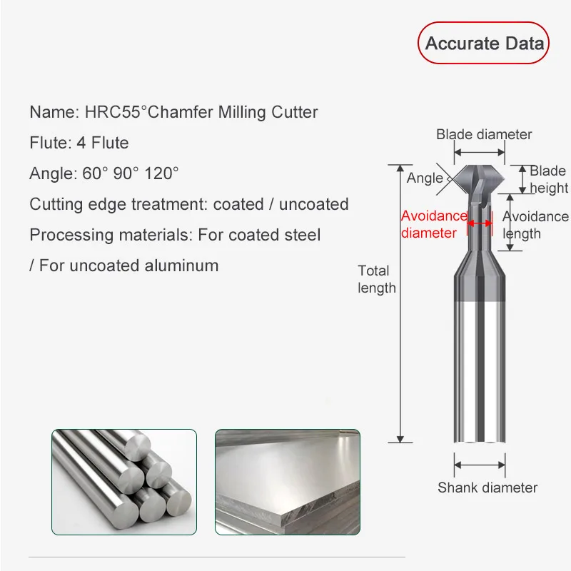 4 Flute Up And Down Chamfer Milling Cutter 60 90 120 Degree Tungsten Carbide Inverted Chamfering Router Bit CNC Tools For Steel