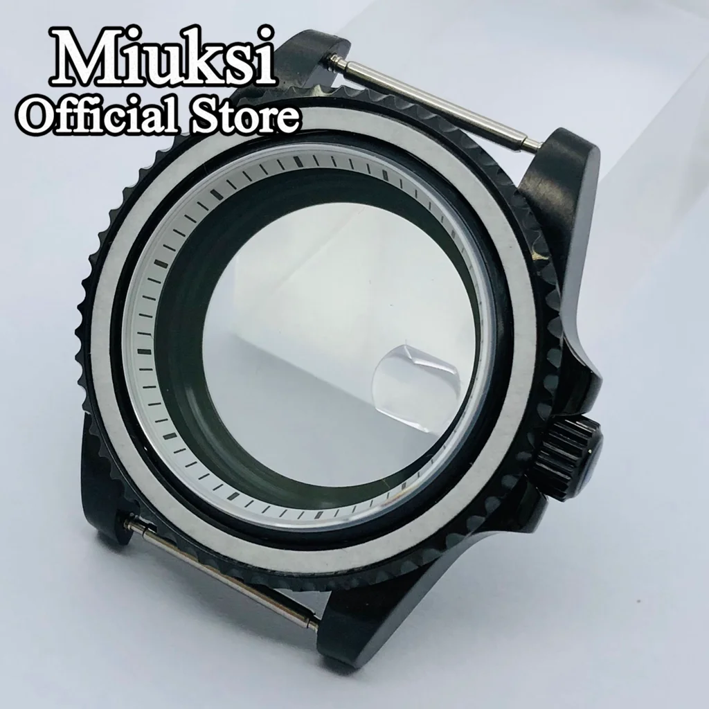 Miuksi 40mm black PVD case sapphire glass black white chapter ring fit NH35 NH36 ETA2824 Seagull ST2130 PT5000 movement