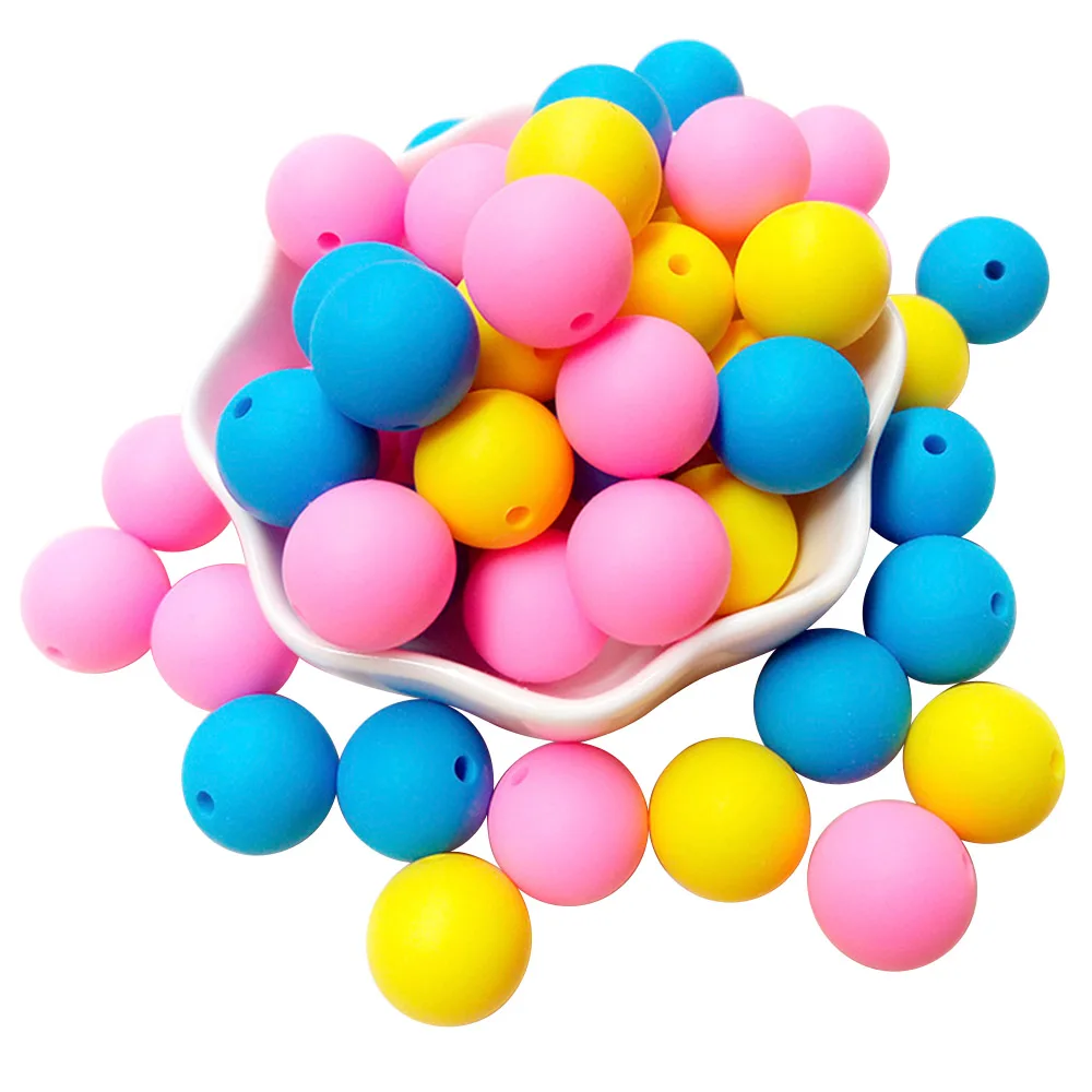 BOBO.BOX 15mm 20pcs Silicone Beads Food Grade Silicone Baby Teething Products Chews Pacifier Chain Clips Beads Baby Teethers Toy