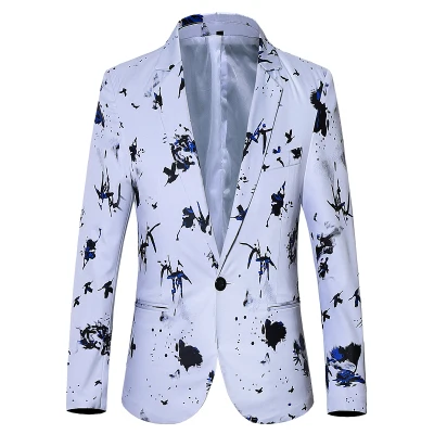 Mens Luxury Floral Printed Suit Blazer Homme Night Club Stage Wedding 2020 Single Breasted Jacket Ternos Masculino Luxo 5XL 6XL