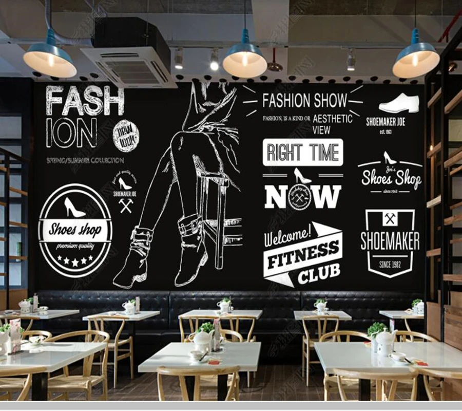 

Papel de parede Fashion shop barber shop modern black and white wallpaper,living room tv wall bedroom home decor bar cafe mural