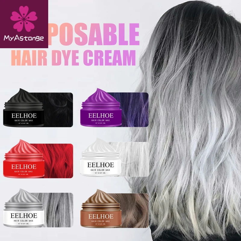 Eelhoe 5 Colors Disposable Hair Color Wax Women Men Styling DIY Mud Paste Dye Cream Hair Gel Salon Hair Coloring Molding