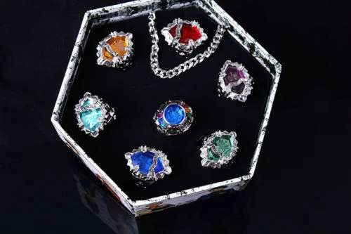 Katekyo Hitman Reborn Vongola Cosplay 7 PCS Ring + Necklace Weapons Set New in Box