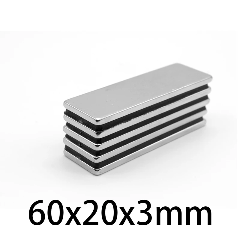 60x20x3mm NdFeB Super Strong Neodymium Magnets Block Permanent Magnet 60x20x3 mm N35 Powerful Magnetic 60*20*3mm