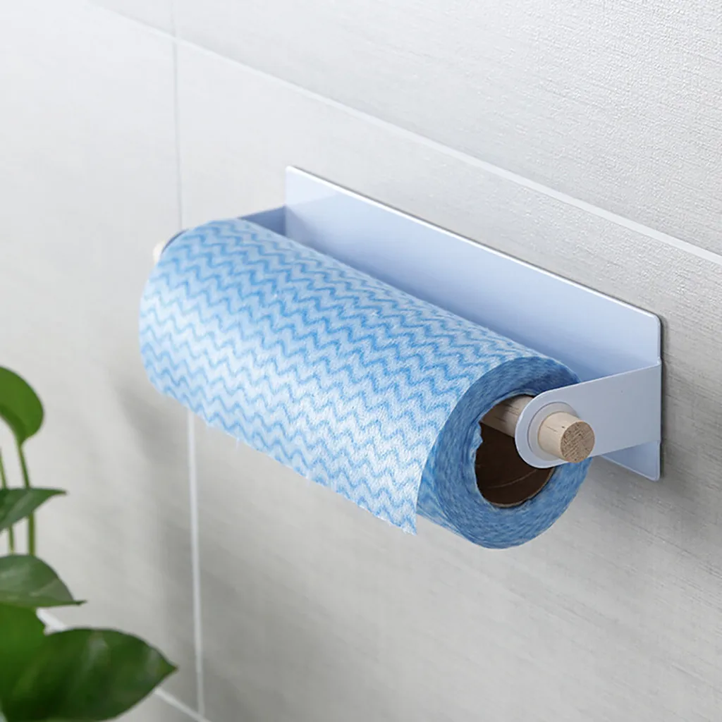 Kitchen Paper Towel Holder Self-adhesive Accessories Under Cabinet Roll Rack Tissue Hanger Storage Rack For Bathroom Toilet #TD