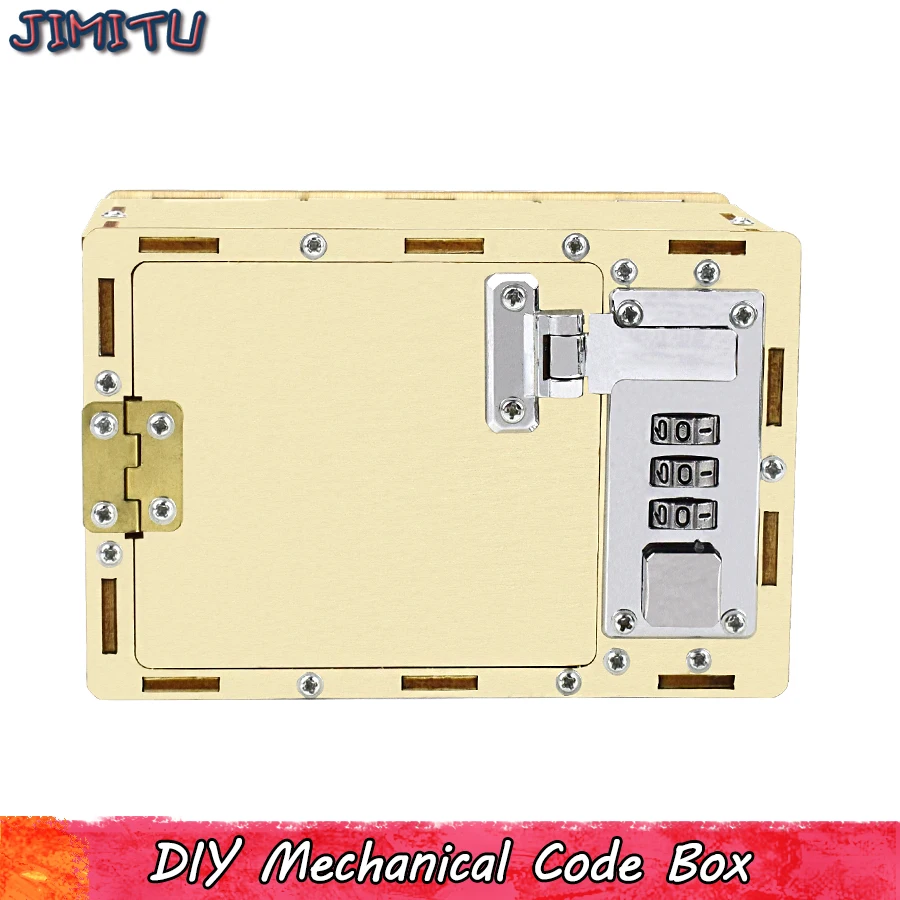 Mechanical Code Box Model Kits Kid Toys Wooden Creative Combination Lock Box Experiment Assembly Models Puzzle Toy Handmade Kits