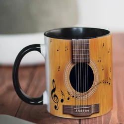 Taza de café de cerámica de guitarra clásica, tazas de té de viaje, regalo de cellista de guitarrista, 11oz