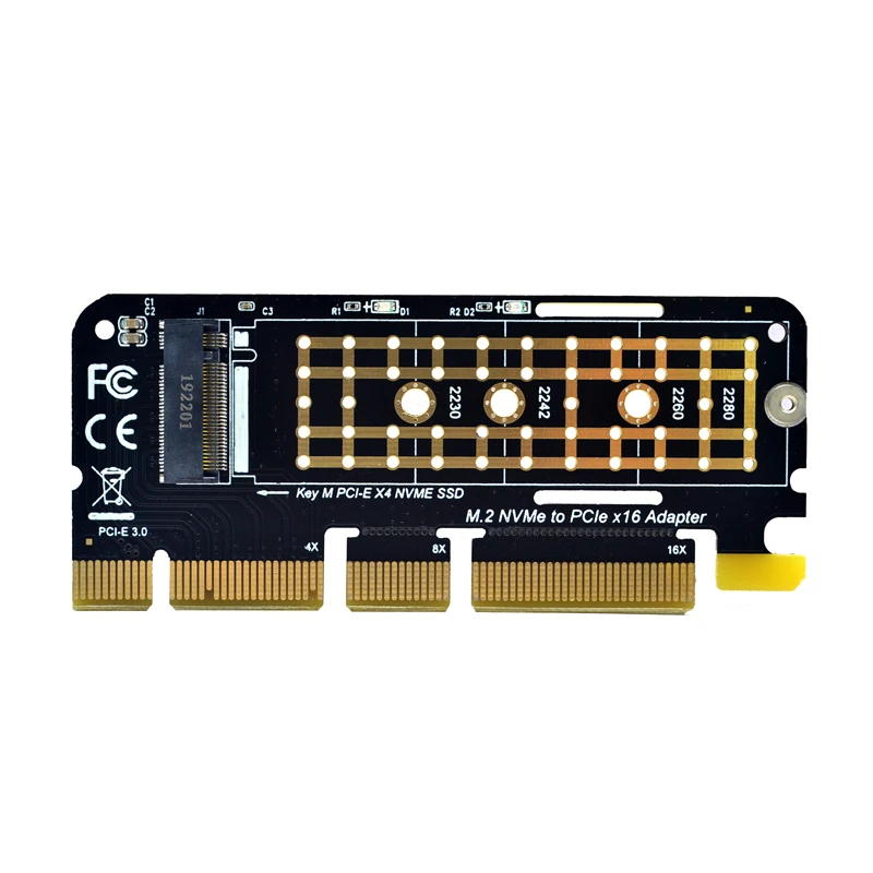 Adaptador PCIE a M2 M.2 NVME, adaptador SSD M2 M.2 PCIE, PCIE3.0 X16, tarjeta elevadora, llave M para PCI Express 3,0 X4 2230-2280 M2 SSD