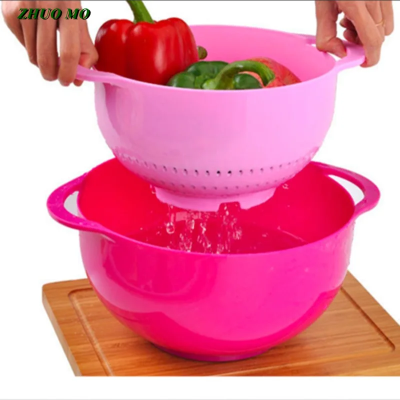 

Stackable Mixing Bowls Set, Kitchen Nesting Bowls, Measuring Cups, Sieve Strainer, Colander Salad Cooking, Baking Tool, 10 Pcs