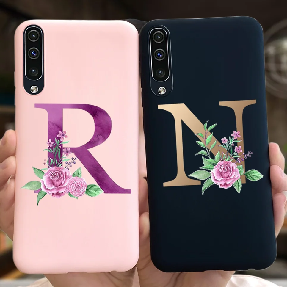 For Samsung A50 Case Letters Alphabet Silicone Flower Soft Tpu Back Cover For Samsung Galaxy A50s A30S A30 Case A505F A505 A 50