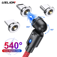 USLION 540 Rotate Magnetic Fast Charging Cable Magnet Charger Micro USB Type C Cable Mobile Phone Wire Cord For iPhone 11 xiaomi