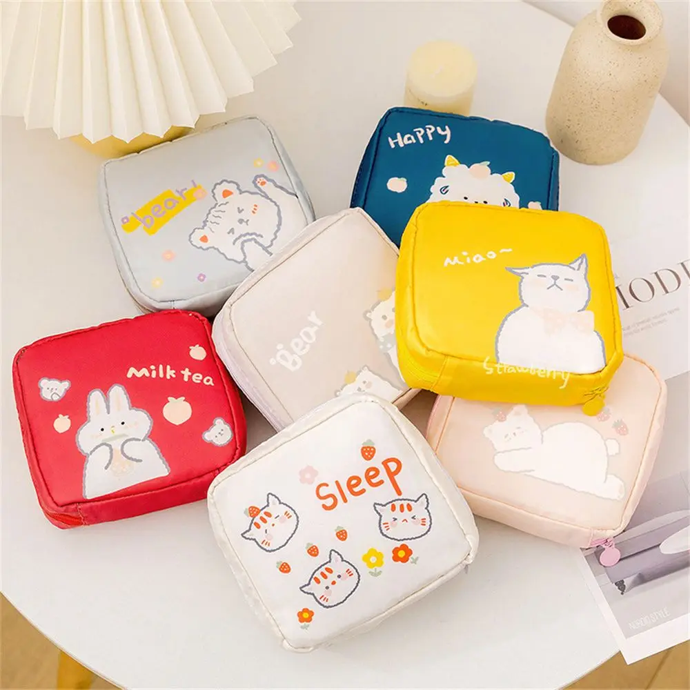 Portable Makeup Bag Kawaii Sanitary Pads Bag Cosmetic Bags Coin Purse Napkin Pouch