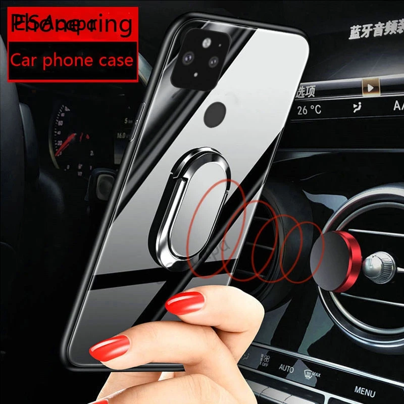 مغناطيس حلقة حامل حامل للهاتف الحال بالنسبة جوجل بكسل 6 برو 5 XL 4 XL 3XL 3A XL 4A 2 XL حالة الزجاج المقسى لينة الإطار الغطاء الخلفي