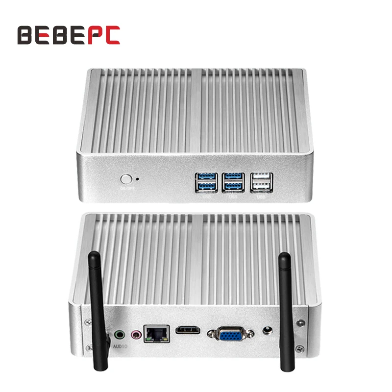 

BEBEPC Fanless Mini PC Intel Core i5 4200U i3 5005U Windows 10 HD VGA Dual Display 4K HTPC Office Home Mini Computer PC Desktop