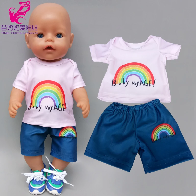 18 Inch Girl Doll Rainbow Suit for 18 Inch Reborn Baby Doll Clothes Accessories