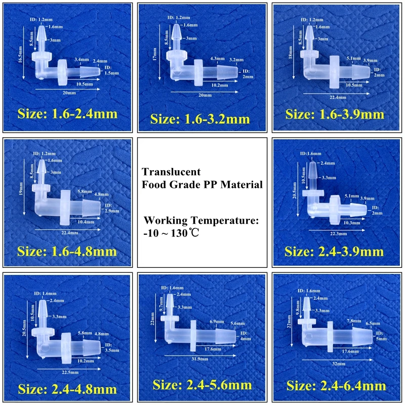 5~200Pcs 1.6~6.4mm PP Reducing Elbow Connector Aquarium Tank Air Pump Hose Joint Watering Irrigation Water Pipe Pagoda Joints