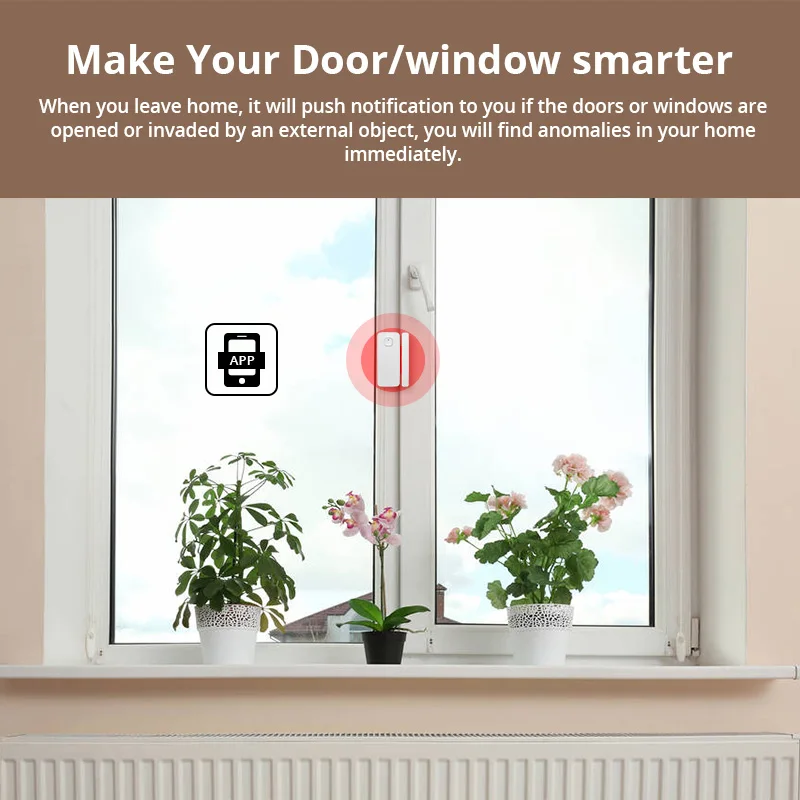 CUSAM Tuya Bluetooth Mesh SIG Door Window Contact Sensor Detector Smart Home Security Wireless Burglar Alarm App Push