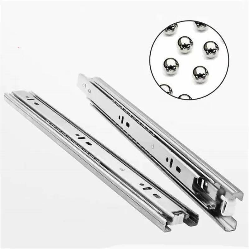 

10" - 22" Cold Rolled Steel Drawer Slides Soft Close Drawer Track Rail Sliding Three-Section Cabinet Slides Furniture Hardware