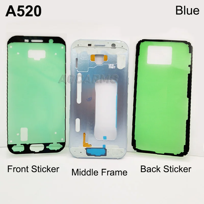 Aocarmo Per Samsung Galaxy A5 2017 A520 A520F SM-A520F Medio Telaio Anteriore Bezel Cornice Custodia Medio telaio Con Adesivo