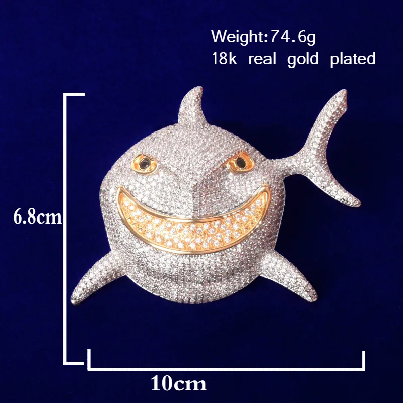 Shark Pendant Gold Color Plated For Men\'s Hip Hop Rock Jewelry