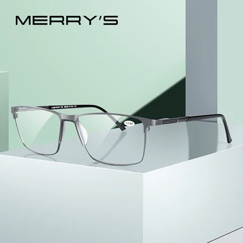 MERRYS DESIGN Men Reading Glasses Titanium Alloy Frame Anti Blue Light Blocking CR-39 Resin Aspheric Glasses Lenses S2170FLH