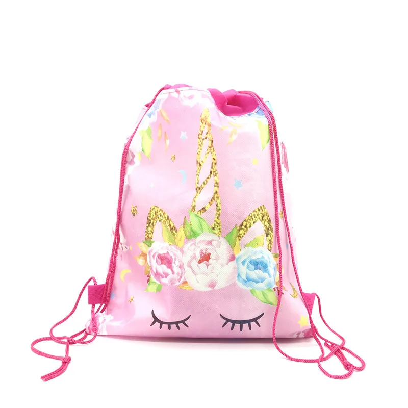 6/12/24/30PCS Unicorn Drawstring bag for Girls Travel Storage Package Cartoon School Backpacks Children Birthday Party Favors