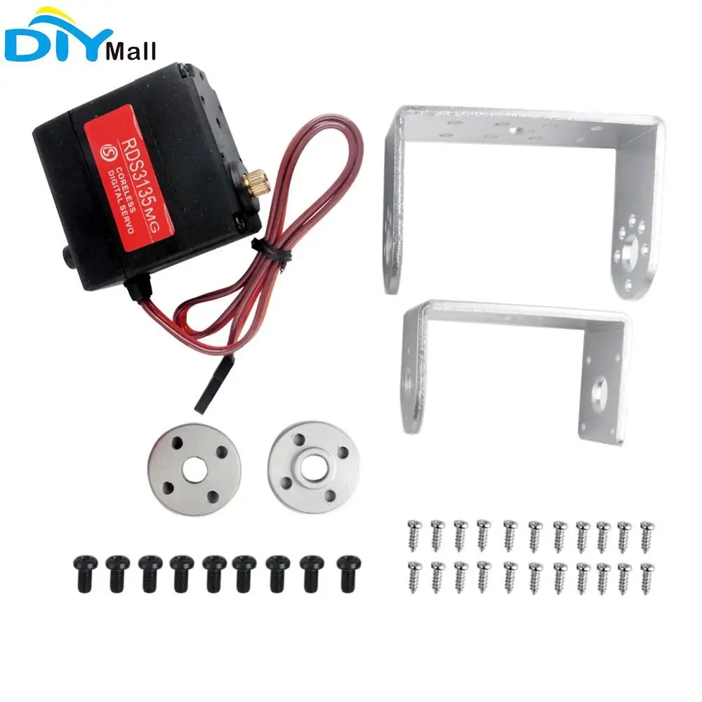 DC 5-7.4V 35kg DS3135MG Torque Digital Metal Gear RC Robot Servo 180 Degree Coreless Motor Servo With Servo Bracket