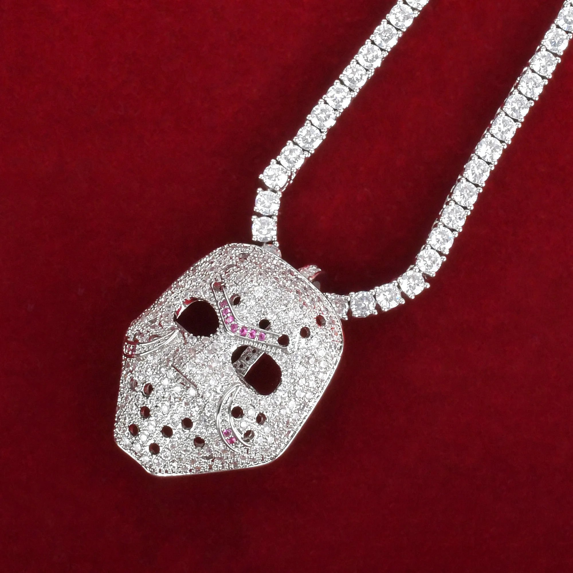 Mask Shape Pendant Necklace  Gold Color Hip Hop Rock Street Jewelry