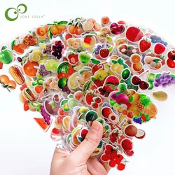 6 fogli adesivi per bambini 3D adesivi sfusi gonfi per ragazza ragazzo regalo di compleanno Scrapbooking frutta verdura adesivi per cartoni animati giocattoli GYH