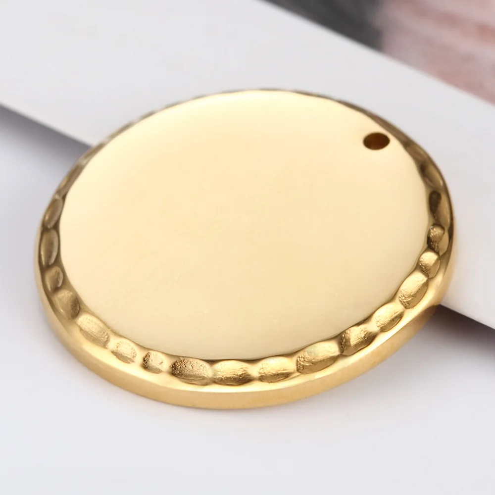 Stainless Steel Circle Round Charm Blank For Engrave 25mm Metal Round Tag Charms Mirror Polished Wholesale 10pcs