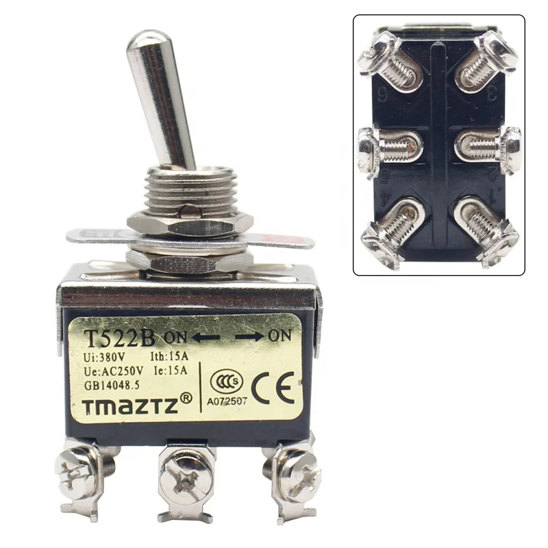 

15A 250V dpdt 6 pin 3 way switch 6 on off on momentary marine waterproof toggle switch