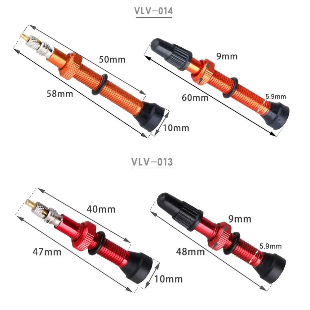 Valve Presta pour Pneus Sans Chambre à Air de Vélo de Route et VTT, Tige en Alliage de Laiton, Compatible avec le Mastic, 48mm, 60mm, 1 Paire