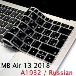 Soft for Macbook Air 13 2018 2019 touch ID A1932 Russian EU US Keyboard Cover Silicon For Macbook Air 13 2018 Keyboard Skin