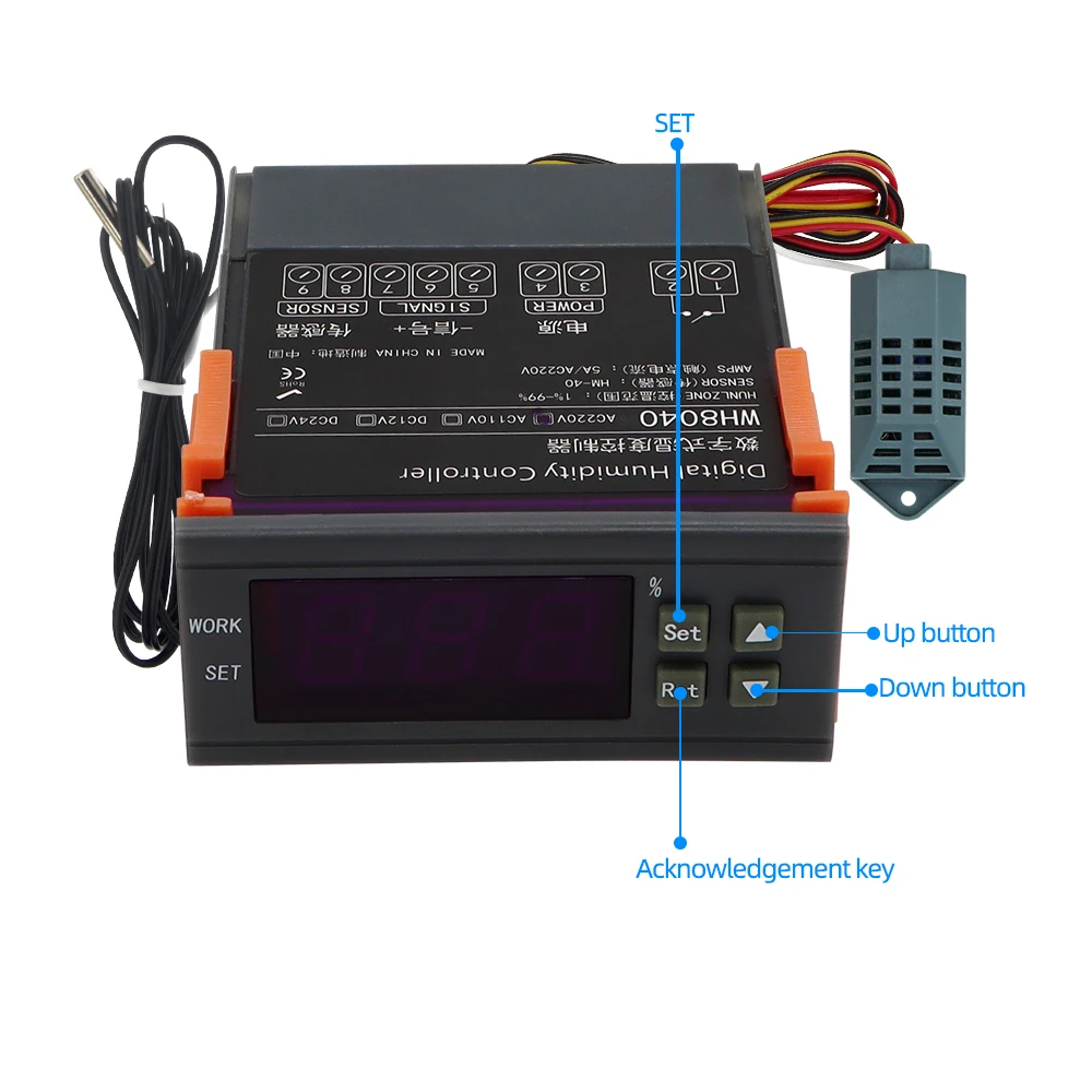 WH8040 Digital Humidity Controller 12V 24V AC 220V Air Humidity Control Controller Home Fridge Cooler Hygrometer Control Switch