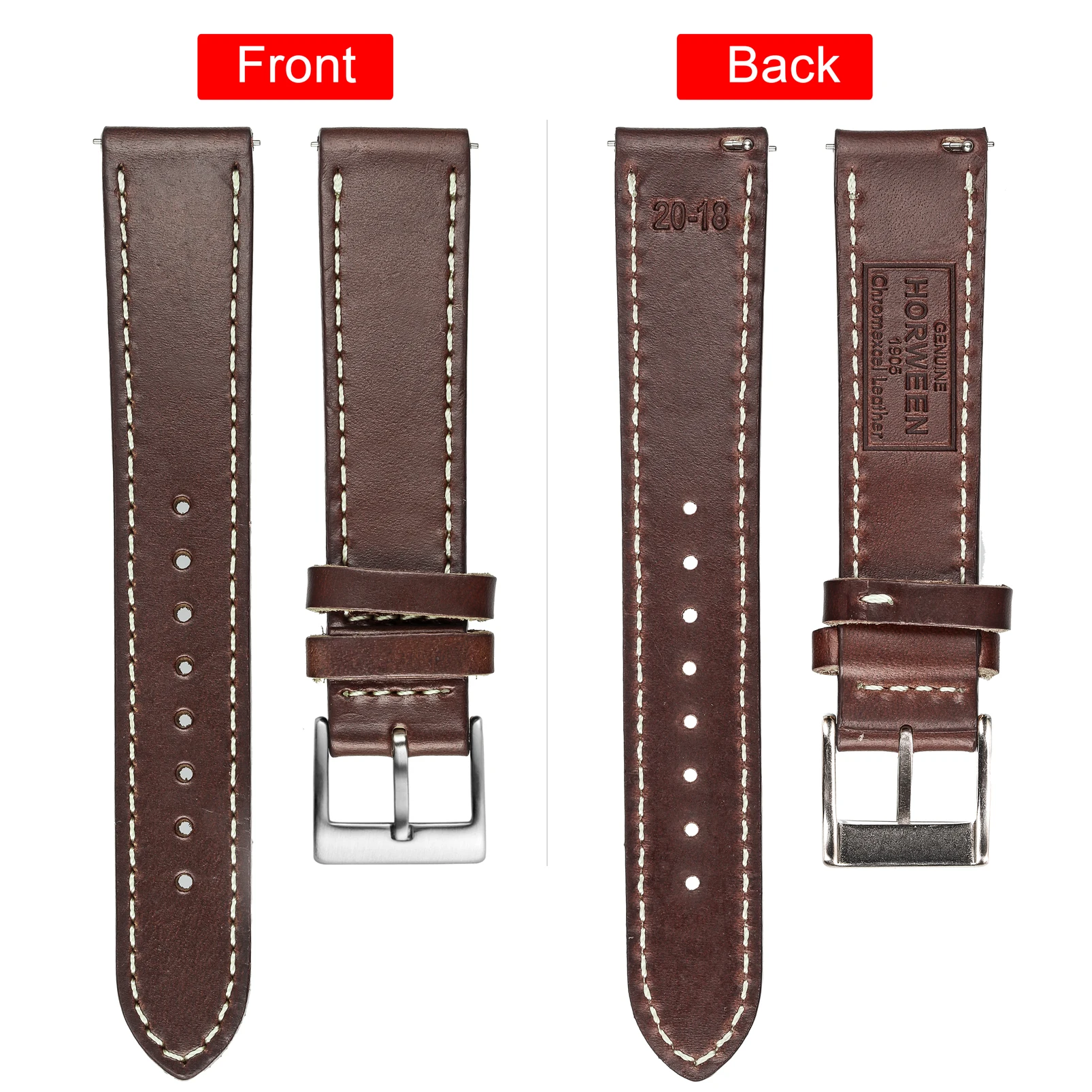 High Quality Horween  Genuine Leather Straps Brown Soft Wrap Handmade Horse Leather Wrist Bands 18mm 20mm 22mm