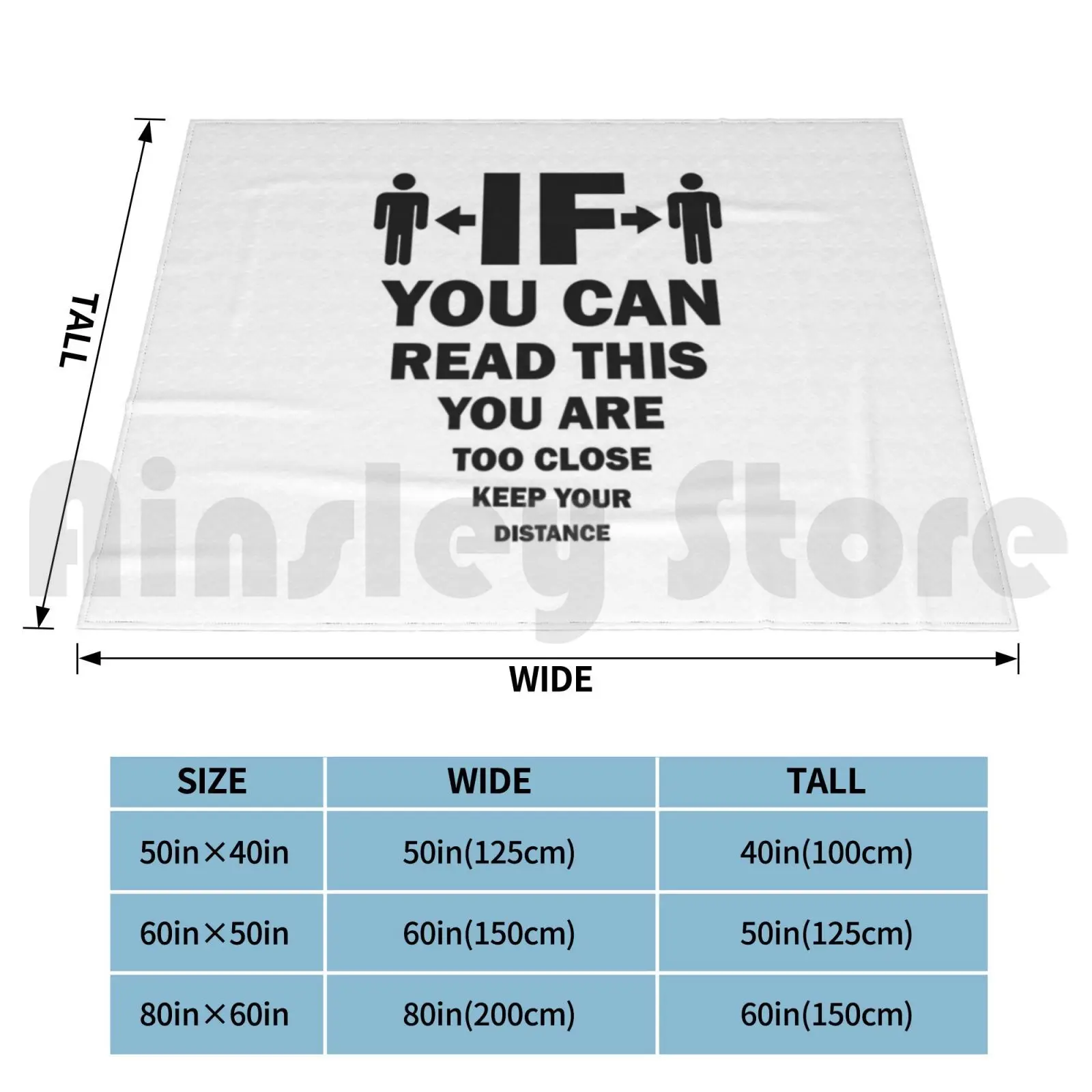 Blanket If You Can Read This , You Are Too Close , Keep Your Distance-Funny Black & White Social Distancing Quote Soft Non-Slip