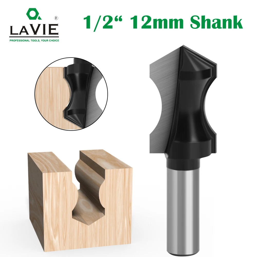 

LAVIE 1pc 12mm 1/2" Shank Pointed nose arc Milling Cutter Carving Table Edge Router Bits Solid Carbide Tools for Woodworking bit