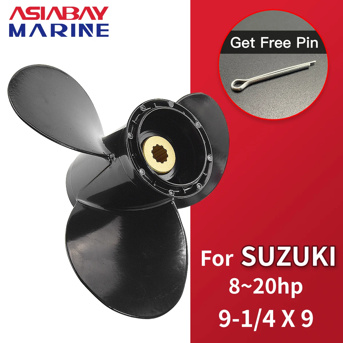 9 1/4 *9 Outboard Propeller For Suzuki 8 9.9 15 20 Hp Motor Aluminum Alloy Screw 3 Blade 10 Spline Marine Engine Part 9.25×9