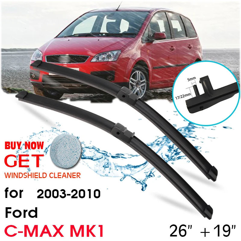 

Car Blade Front Window Windshield Rubber Silicon Refill Wiper For Ford C-MAX MK1 2003-2010 LHD / RHD 26"+19" Car Accessories