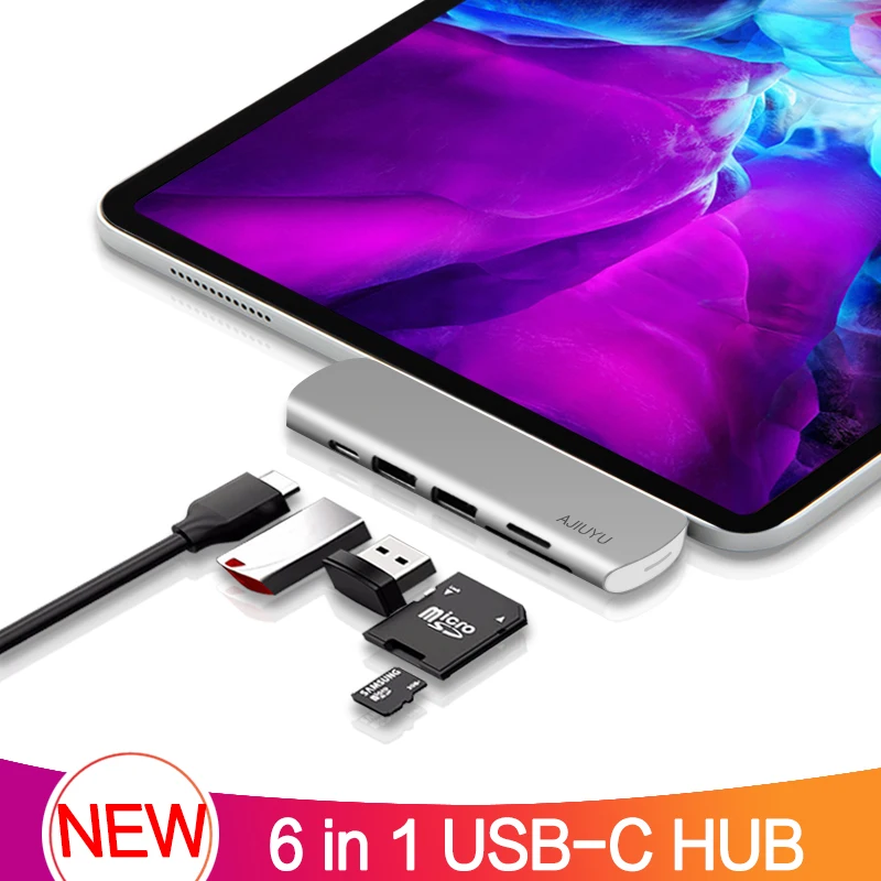 

AJIUYU USB C Hub to Multi USB3.0 Dock HDMI Adapter TF SD Card Reader PD Charge For iPad Pro 12.9 11 2020 2021 Air 4 Type-c Ports