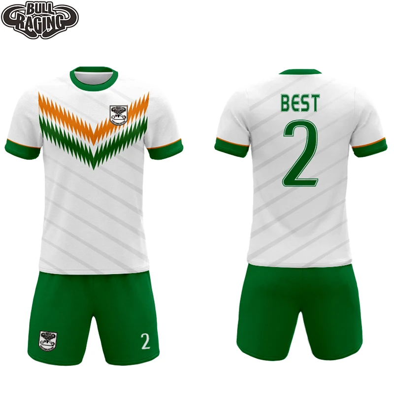 White Green Custom Personal Team Soccer Player Set Club Training Outfield Kits Sublimation Printing