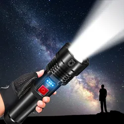 XHP50 Super High Powerful LED Flashlight Tactical Torch Built-in Battery USB Rechargeable P50 Lamp Ultra Bright Working Lantern