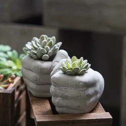 Concrete Flower Pot Mould Fist Cement Planter Pot Mold  Palm Shape Concrete Candle Vessel  Silicone Mould