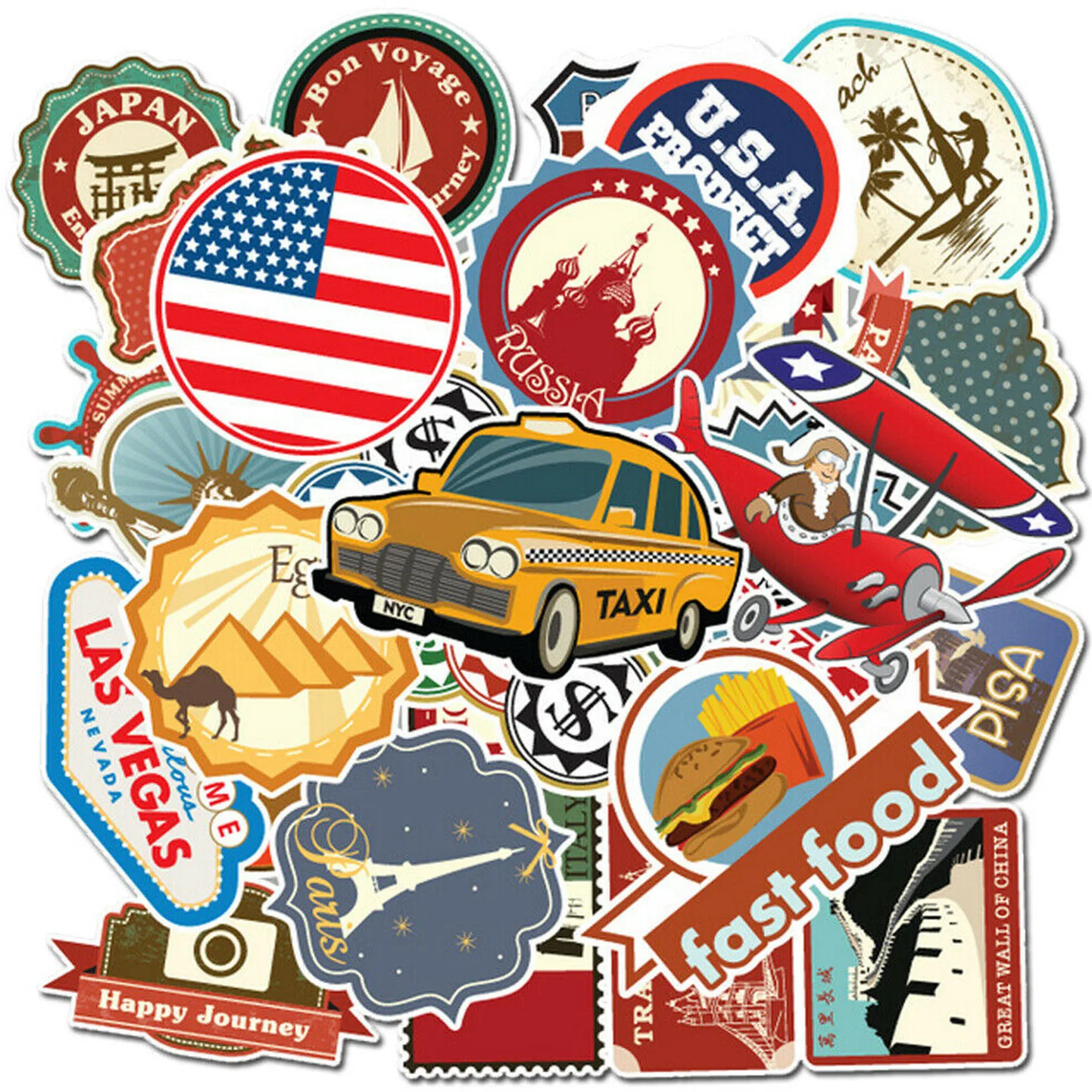 ロット100ランダムビニールラップステッカー爆弾荷物デカールdopeステッカー