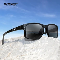 KDEAM TR90 Material Polarized Sunglasses Men Sports Rectangle Frame Sun Glasses Driving Female oculos de sol XL Size KD524
